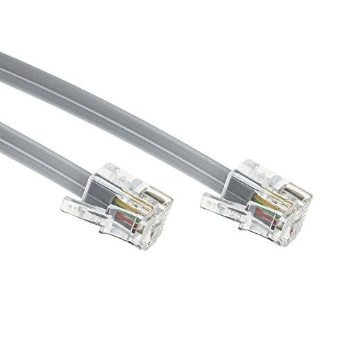 TENINYU RJ9 4P4C 4 Conductor Straight Modular Telephone Data Extension Flat Cord Cable Silver 7FT 2PACK - Image 2