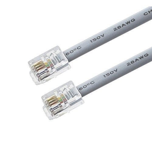TENINYU RJ9 4P4C 4 Conductor Straight Modular Telephone Data Extension Flat Cord Cable Silver 7FT 2PACK - Image 4