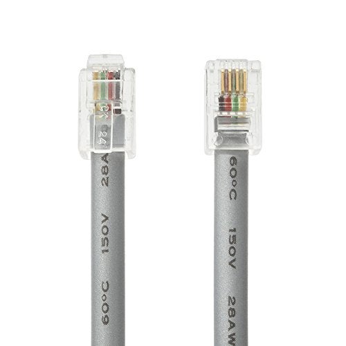 TENINYU RJ9 4P4C 4 Conductor Straight Modular Telephone Data Extension Flat Cord Cable Silver 7FT 2PACK - Image 5