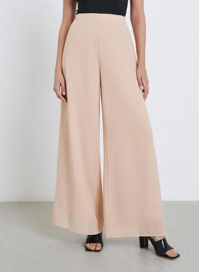 Styli Styli Elegant Cream Wide Leg Trousers