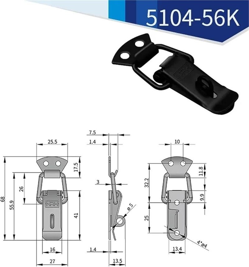 5104 56K Metal Spring Toggle Latch 2 Pack Hasp Door Buckle Lock For Cabinet Toolbox Case - Image 3