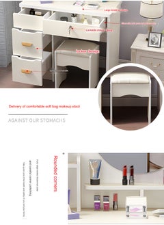 Sharpdo Multifunctional Bedroom Dresser Storage Cabinet with 4 Drawers and a Dressing Stool 80*35*120CM  - Image 5