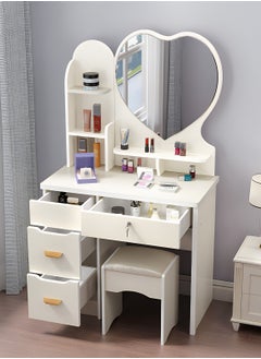 Sharpdo Multifunctional Bedroom Dresser Storage Cabinet with 4 Drawers and a Dressing Stool 80*35*120CM  - Image 2