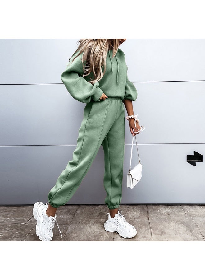 NIBEMINENT Autumn And Winter Women's Sports And Casual Hooded Sweatshirt Set Fashionable Loose Long Sleeve Trousers Two-piece Set - Image 1