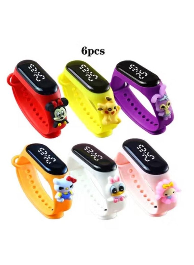Kids' Water Resistant Silicone Digital Watch 6PCS  - Image 1