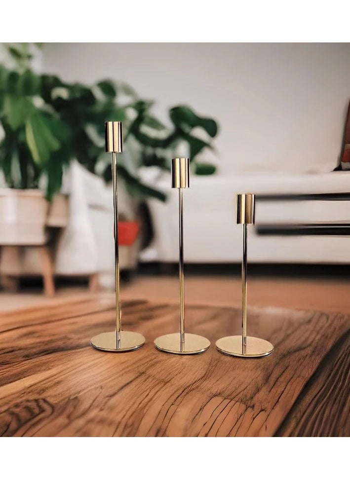 Generic Set of 3 Candle Holders Metal Candle Holders Tall Candlesticks  - Image 3