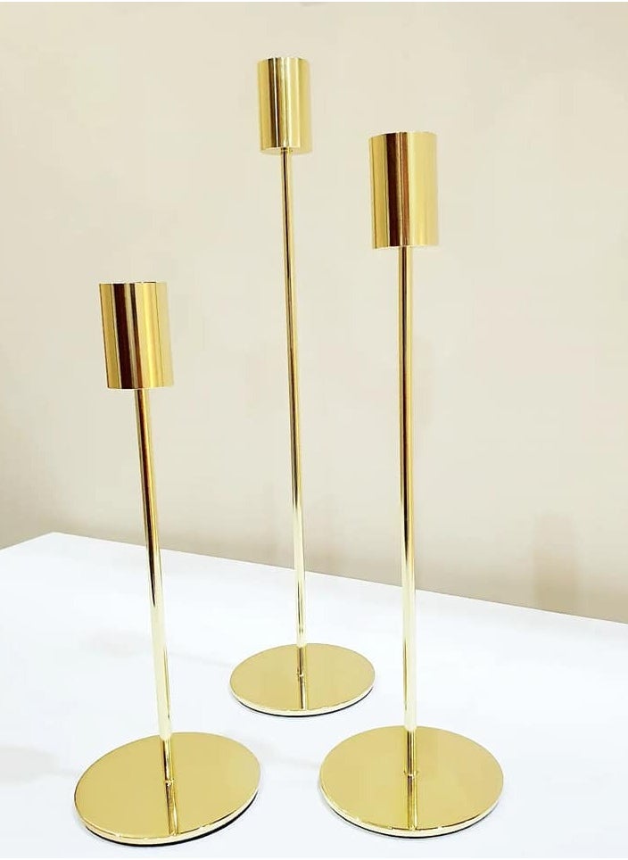 Generic Set of 3 Candle Holders Metal Candle Holders Tall Candlesticks  - Image 5