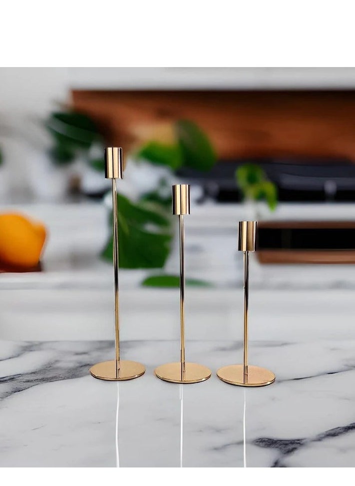 Generic Set of 3 Candle Holders Metal Candle Holders Tall Candlesticks  - Image 2