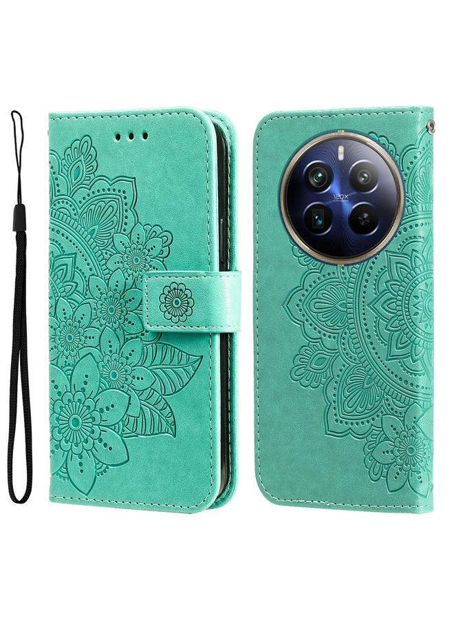 The Bros Case For Realme 13 Pro / 13 Pro+ / P1 Pro Global Seven-petal Flowers Embossing Leather Phone Case