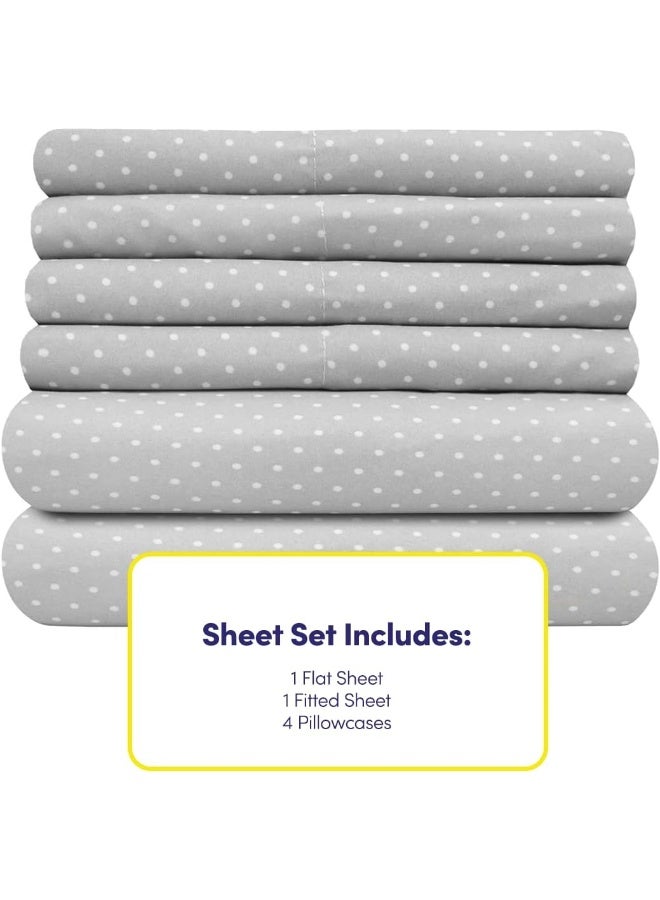Sweet Home Collection Queen Sheets Dot Grey  6 Piece 1500 Supreme Collection Fine Brushed Microfiber Deep Pocket Queen Sheet Set Bedding  2 Extra Pillow Cases Great Value Queen Dot Gray  - Image 5