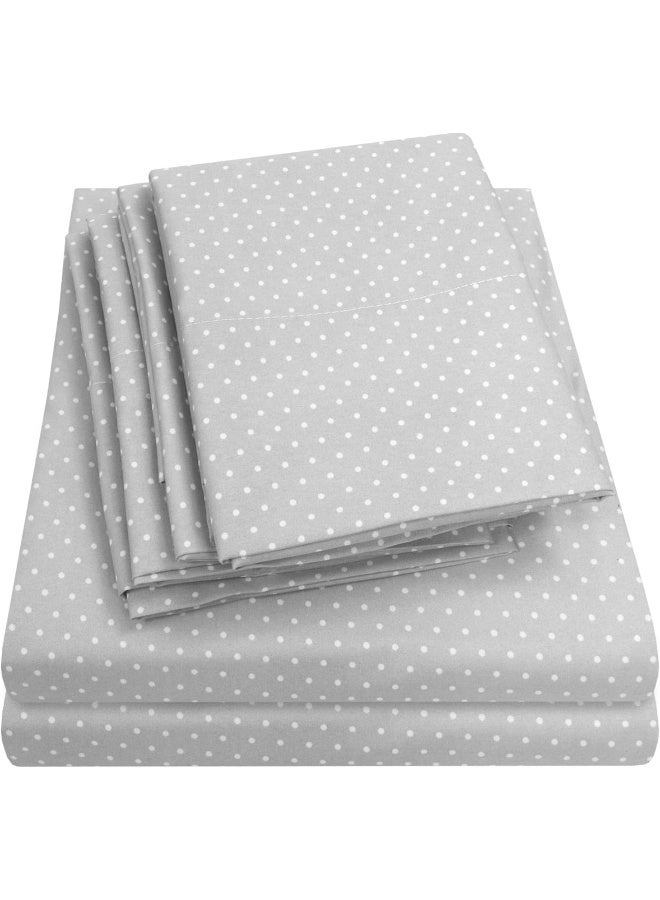 Sweet Home Collection Queen Sheets Dot Grey  6 Piece 1500 Supreme Collection Fine Brushed Microfiber Deep Pocket Queen Sheet Set Bedding  2 Extra Pillow Cases Great Value Queen Dot Gray  - Image 4