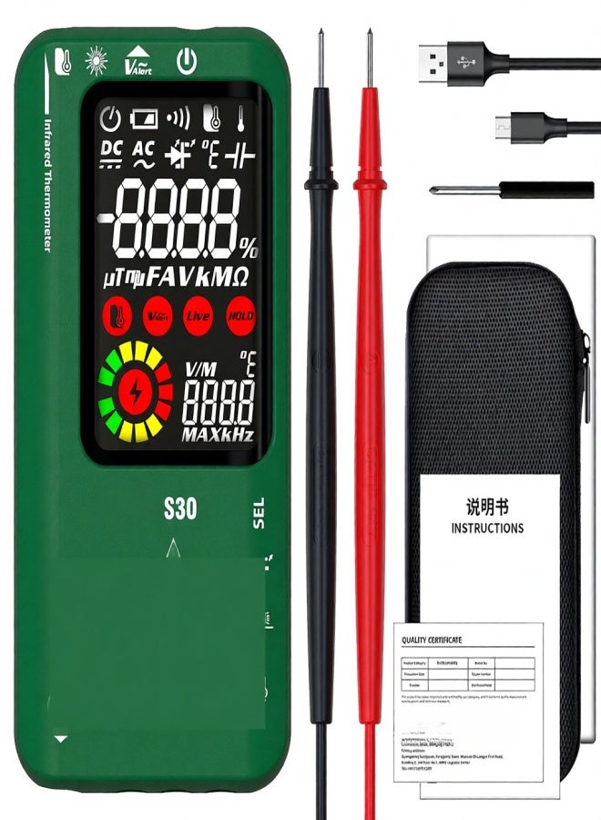 BSIDE 4in1 Digital Multimeter Infrared Thermometer Electric Test Pen Circuit Analyzer Detector 3.5inch LCD Color Display Handheld Multimeter True RMS 9999 Professional Voltage Capacitance Resistance - Image 1