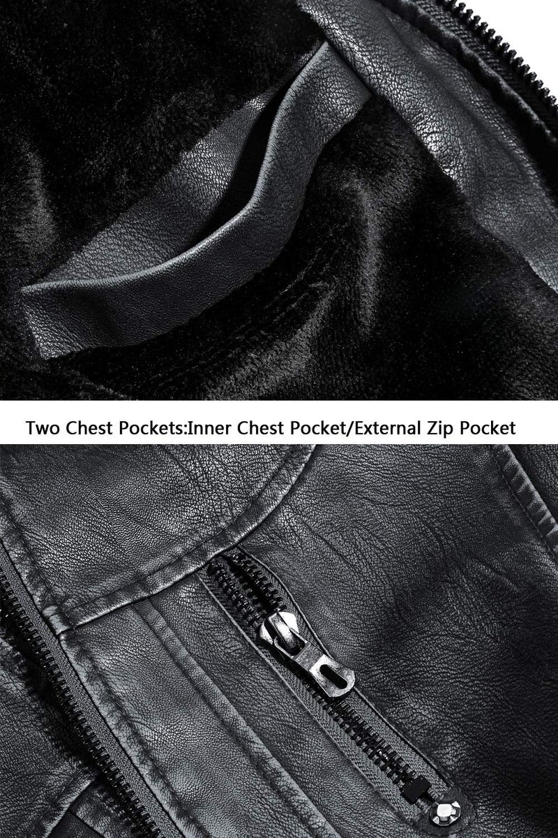 WULFUL Men's Vintage Stand Collar Leather Jacket Motorcycle PU Jacket and Coat - Image 5