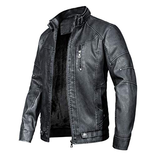 WULFUL Men's Vintage Stand Collar Leather Jacket Motorcycle PU Jacket and Coat - Image 1