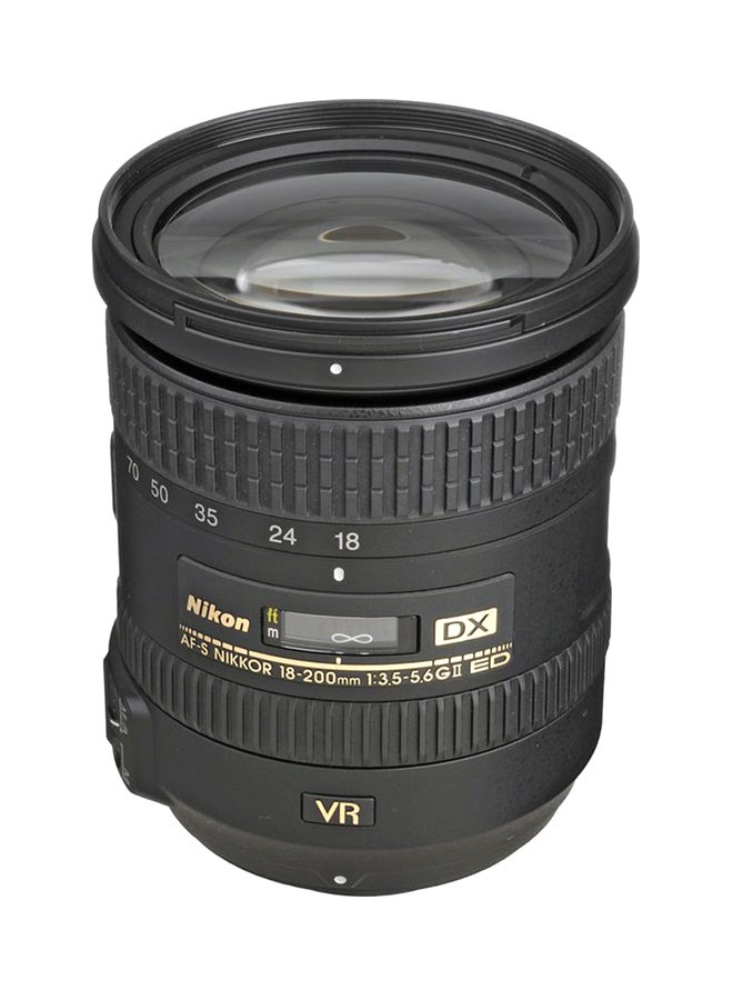 عدسة نيكور AF-S DX ببعد بؤري 18-200 مم وفتحة عدسة f/3.5-5.6G بخصائص ED VR لكاميرات DSLR أسود