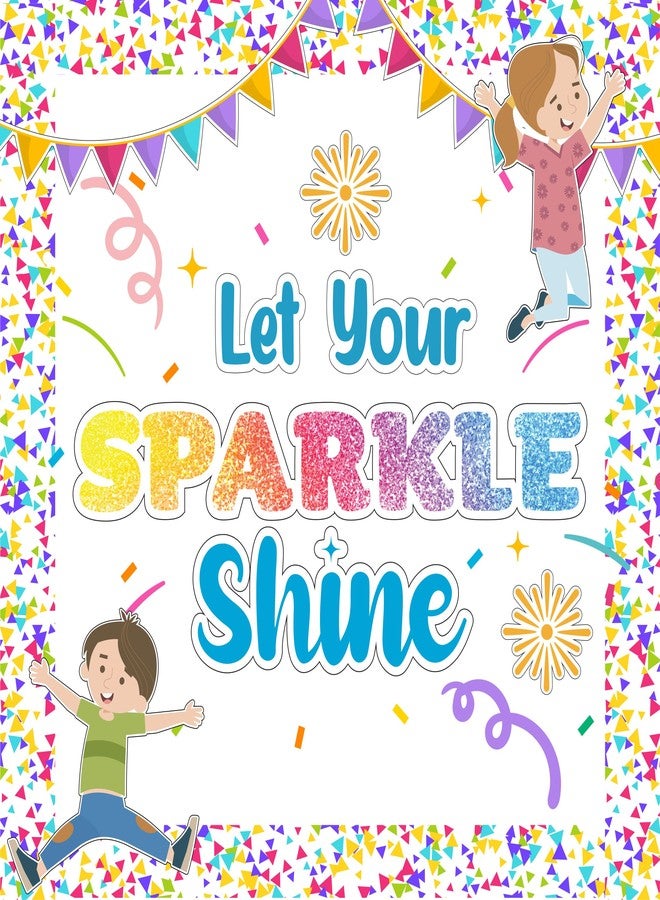 Decorably 120 Pcs Cutouts Confetti Classroom Decor Set with Borders, Confetti Classroom Decorations for Teachers - Classroom, Bulletin Board, School Hallways, Homeschool - Image 1