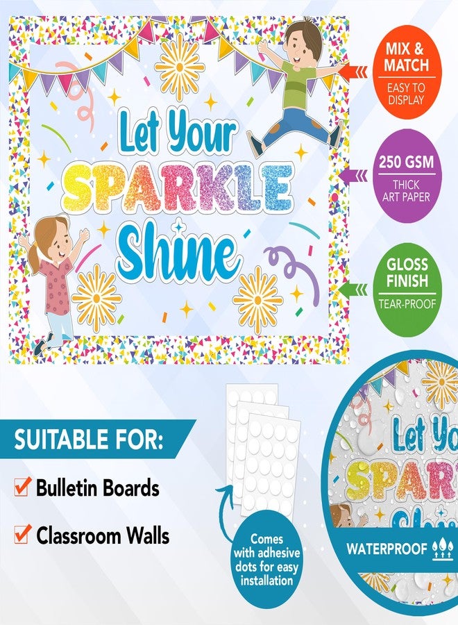 Decorably 120 Pcs Cutouts Confetti Classroom Decor Set with Borders, Confetti Classroom Decorations for Teachers - Classroom, Bulletin Board, School Hallways, Homeschool - Image 2