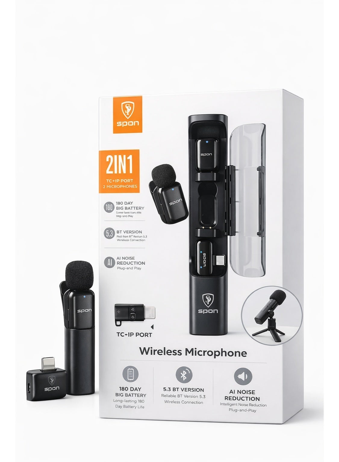 سبون Spon 2-in-1 Wireless Microphone Kit typec