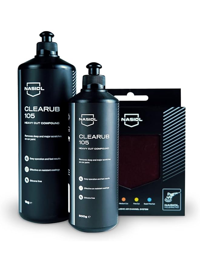 nasiol Clearub 105 Silicon Free Scratch Remover High Tech Heavy Cut Compound, Polishing, Rubbing Compound For Car Scratches, Compound Polish, Auto Detailing, 32 Fl Oz. - 1 Kg - Image 2