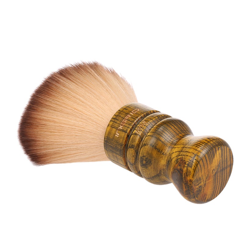 Hair Brush: Wooden Handle Soft Fiber Hair - Durable Firm Easy To Clean Makeup Brush for Facial Neck Hair Grooming Barber Beauty Salons - Image 4