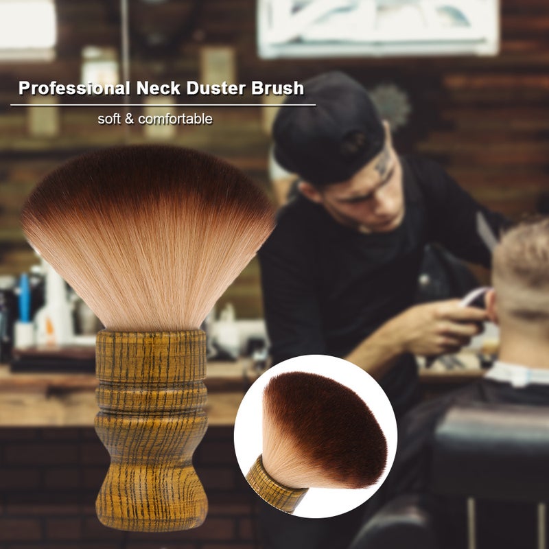 Hair Brush: Wooden Handle Soft Fiber Hair - Durable Firm Easy To Clean Makeup Brush for Facial Neck Hair Grooming Barber Beauty Salons - Image 2