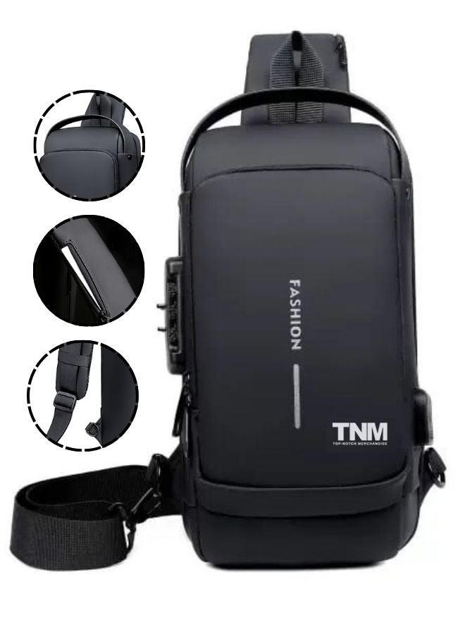 تنم حقيبة كروس بودي للرجال - حقيبة ظهر كتف للنساء مع منفذ شحن USB - حقيبة ظهر متعددة الاستخدامات للكتف والصدر - حقيبة ظهر يومية مقاومة للماء للرجال والنساء، حقيبة كتف رياضية للرجال - حقيبة ظهر سفر للرجال - Image 1