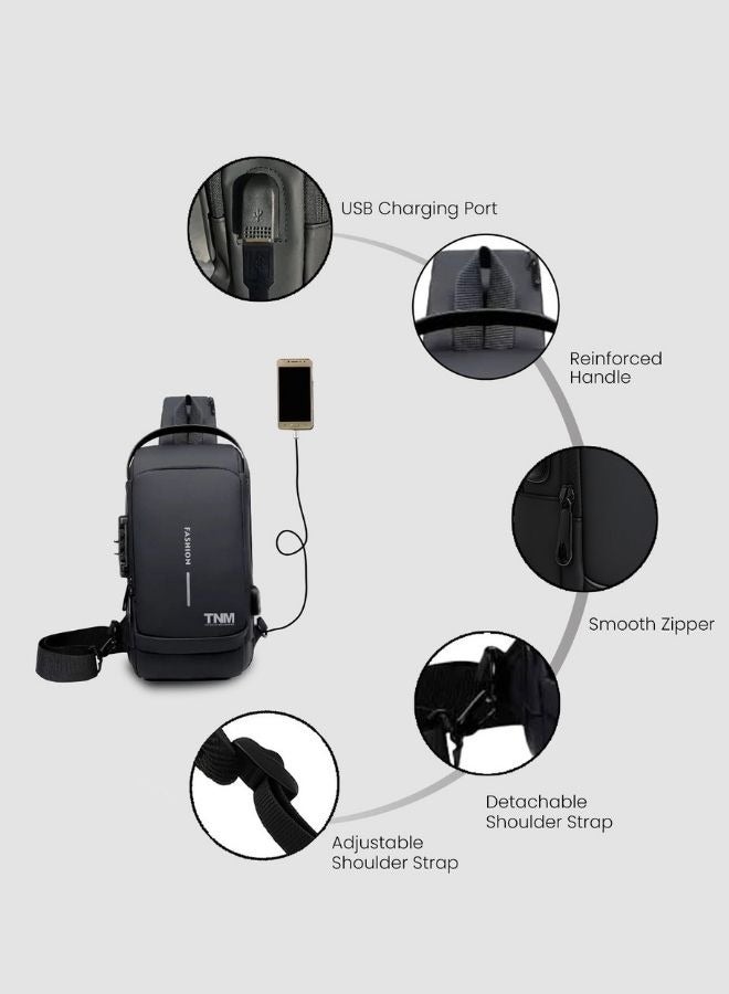 تنم حقيبة كروس بودي للرجال - حقيبة ظهر كتف للنساء مع منفذ شحن USB - حقيبة ظهر متعددة الاستخدامات للكتف والصدر - حقيبة ظهر يومية مقاومة للماء للرجال والنساء، حقيبة كتف رياضية للرجال - حقيبة ظهر سفر للرجال - Image 5