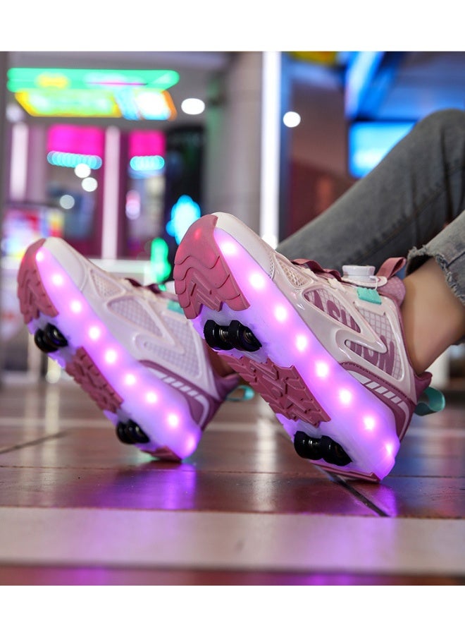 إسكدنيا Roller Skates 4 Wheels Shoes for Kids New Upgrade Skates Sneakers LED Light Up Rechargeable Sport Sneaker for Boys Girls Beginner More Balanced - Image 2