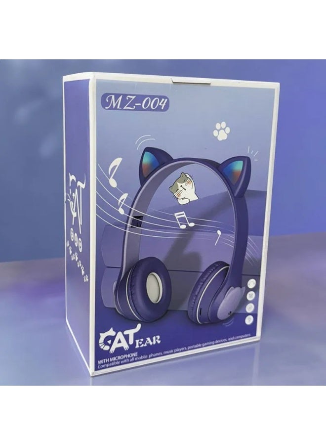Cat Ear Kids Headphones, Bluetooth 5.0 Wireless Kids Gaming Headset with Microphone, LED Light, HIFI Stereo Sound, Comfortable On-Ear Design, Long Battery Life - Image 2