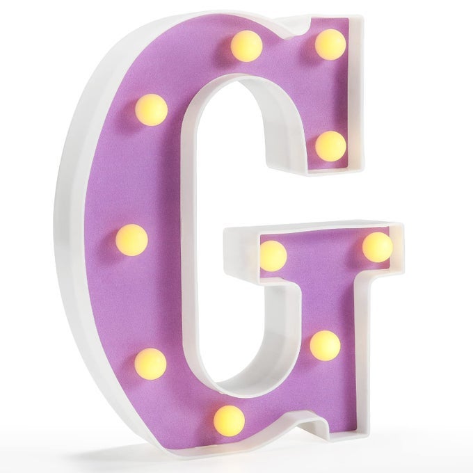 LED MARQUEE LETTER LIGHTS LIGHT UP ALPHABET MARQUEE LETTERS SIGN FOR NIGHT LIGHT BIRTHDAY WEDDING PARTY CHRISTMAS LAMP HOME BAR DECORATION PURPLE LETTER G