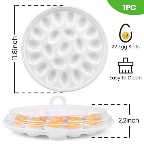 HANSGO Deviled Egg Containers with Lid Deviled Egg Platter Carrier Holder Trays with 22 Slots for Holiday Party and Home Kitchen White - Image 3