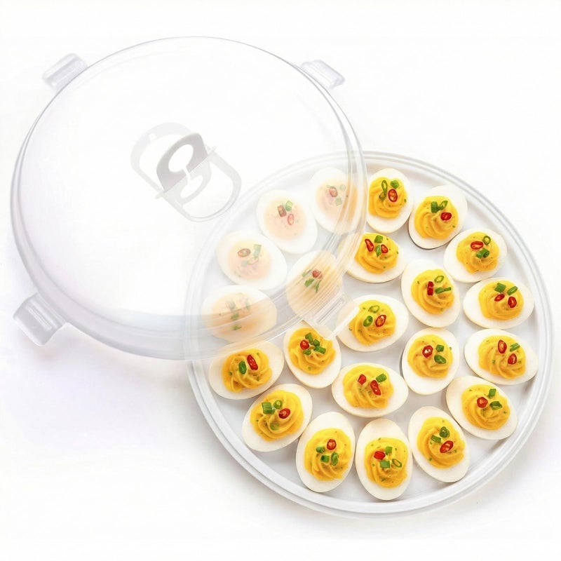 HANSGO Deviled Egg Containers with Lid Deviled Egg Platter Carrier Holder Trays with 22 Slots for Holiday Party and Home Kitchen White - Image 2