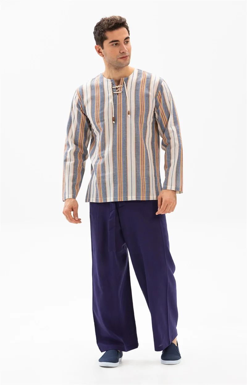اليش شيل بيزي Unisex Şile Bezi Balıkçı Pantolon Mor Mor
