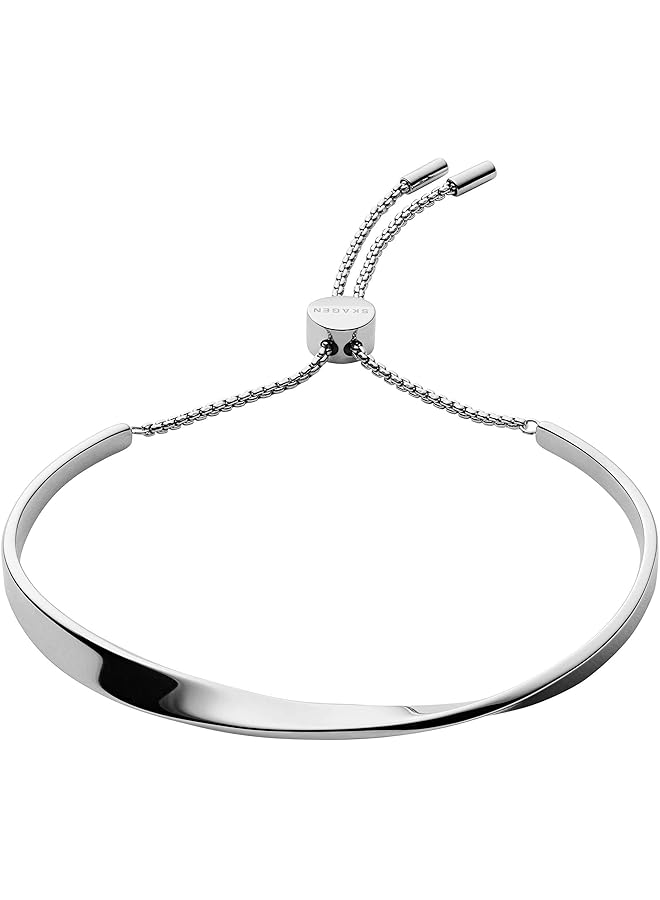 Women's Stainless Steel Kariana Solid Curve Bracelet with Sliding Closure Silver
