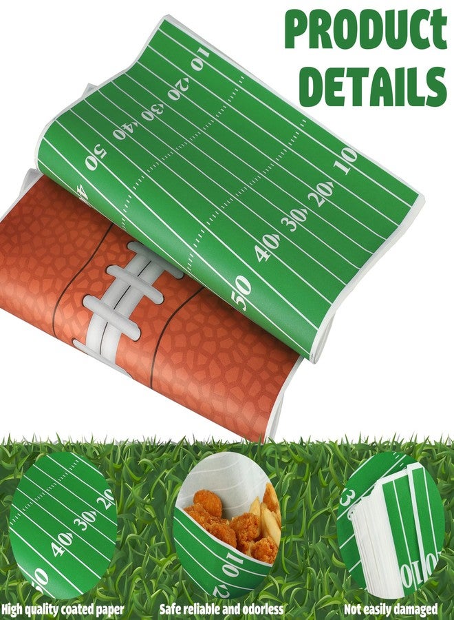 Fairooth 120 PCS Football Paper Food Trays Football Disposable Bowls Footballs Theme Serving Tray with Grease Resistant Liner Papers for Birthday Sport Themed Party Decor - Image 3