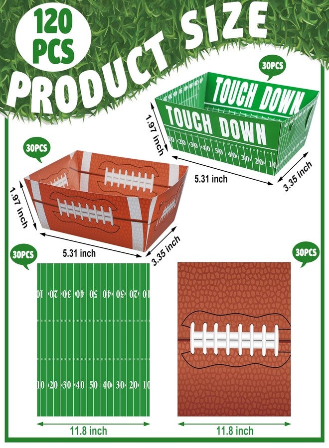 Fairooth 120 PCS Football Paper Food Trays Football Disposable Bowls Footballs Theme Serving Tray with Grease Resistant Liner Papers for Birthday Sport Themed Party Decor - Image 2