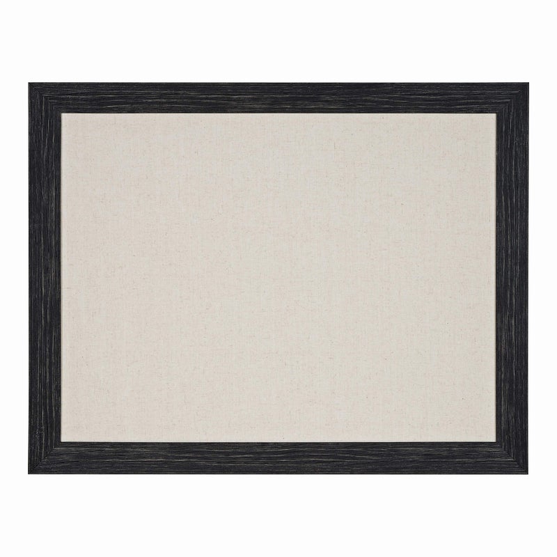 DesignOvation Beatrice Framed Linen Fabric Pinboard, 23" x 29", Distressed Black, Rustic Wall Organization - Image 2