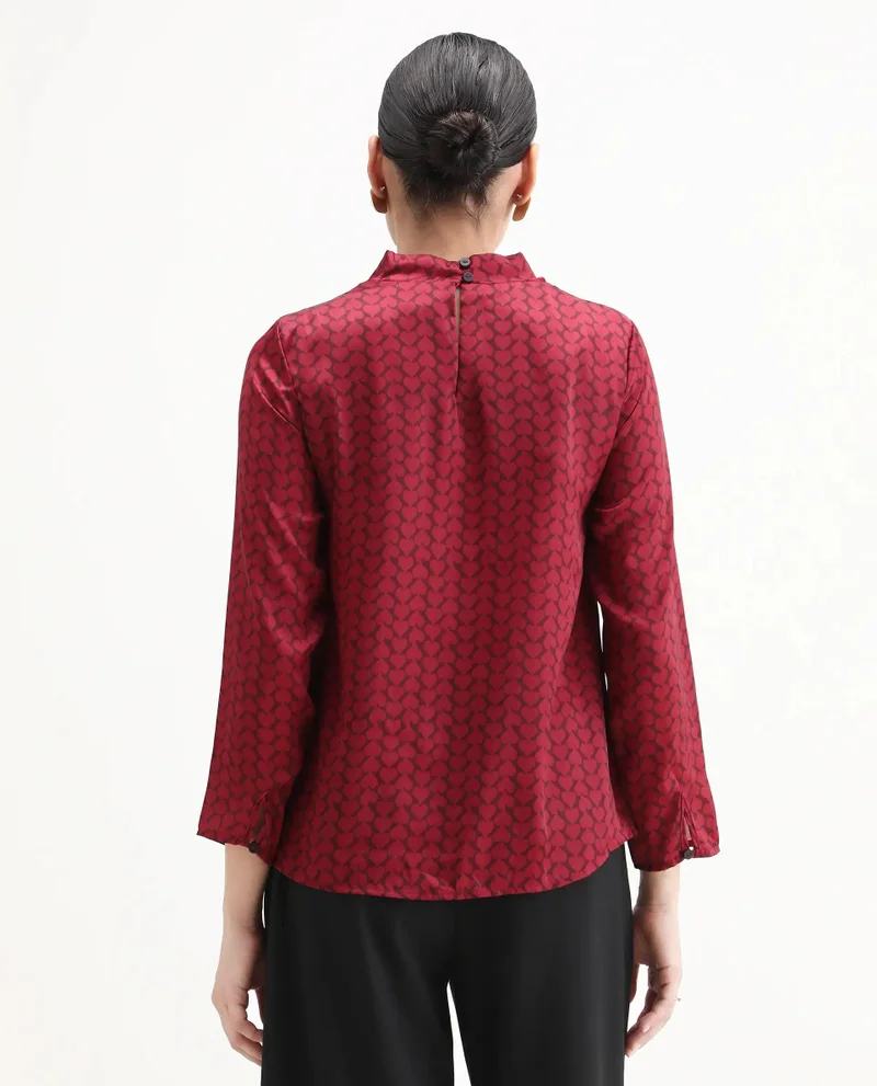 Rareism Women's Printed Cowl High Neck Top