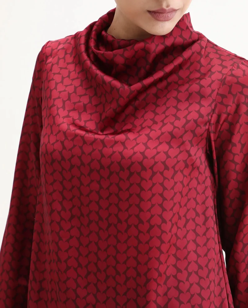 Rareism Women's Printed Cowl High Neck Top