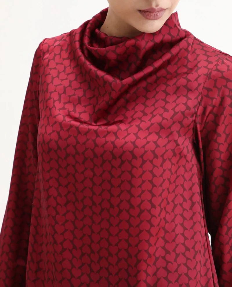 Rareism Women's Printed Cowl High Neck Top