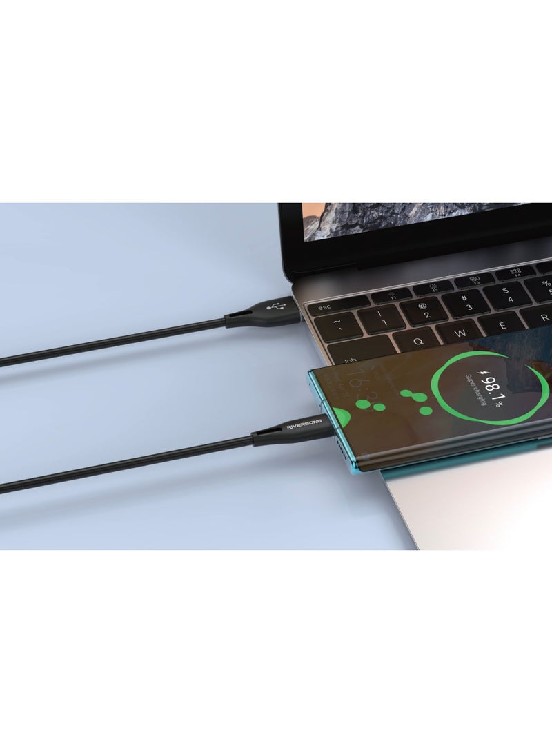 ريفرسونج كابل USB-A إلى USB-C بطول 1 متر، شحن سريع 2.4 أمبير، نقل بيانات بسرعة 480 ميجابت في الثانية، مادة TPE متينة، عمر افتراضي يتجاوز 5000 انحناءة، سلك شاحن من النوع C لأجهزة Android والأجهزة اللوحية وأجهزة USB-C، CT92 - Image 2