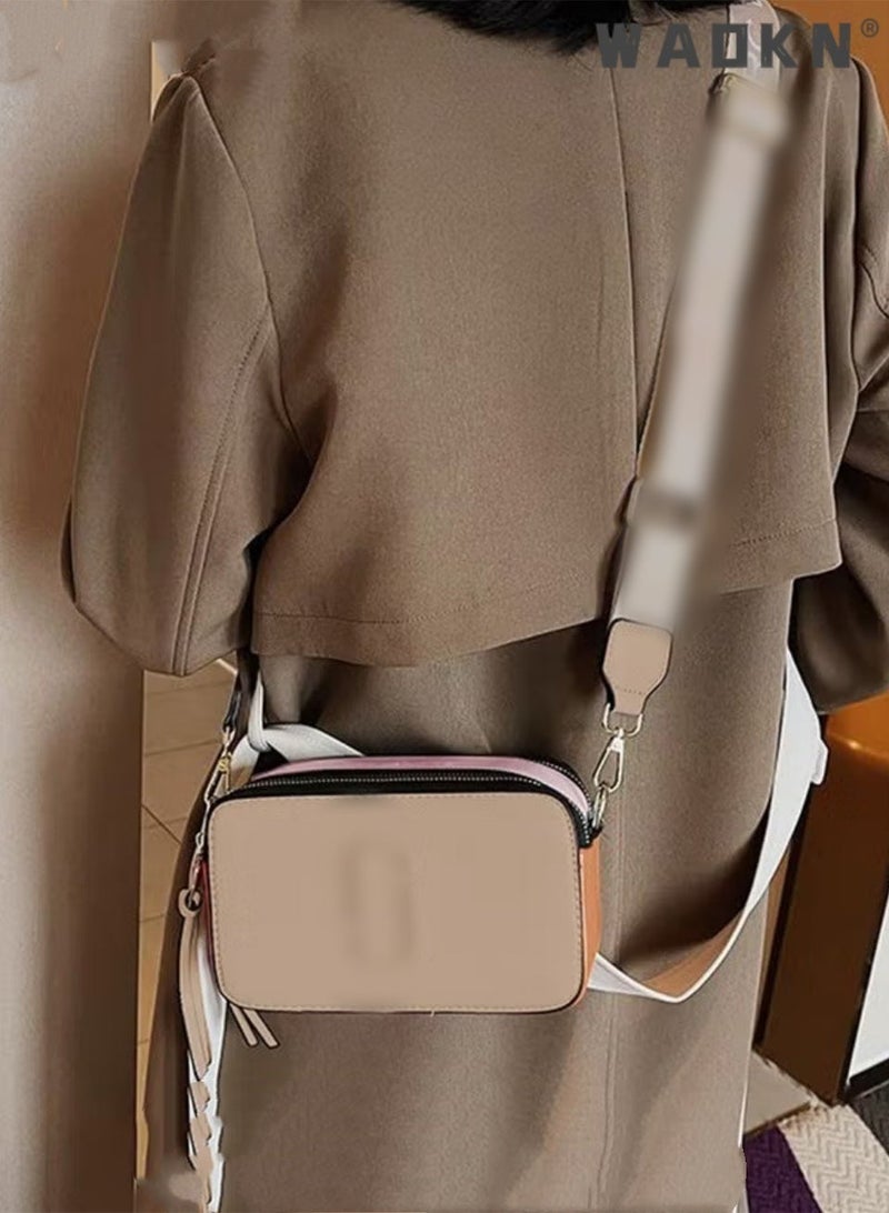 Women's Crossbody Bag, Small Shoulder Bag with Adjustable Wide Strap, Square Color Block Camera Purse Boxy Handbag, Simple Trendy Lightweight Mini Shoulder Handbag, Phone Purse Versatile for Commuting, Daily Travel, Party & Daily Casual Use - Image 3