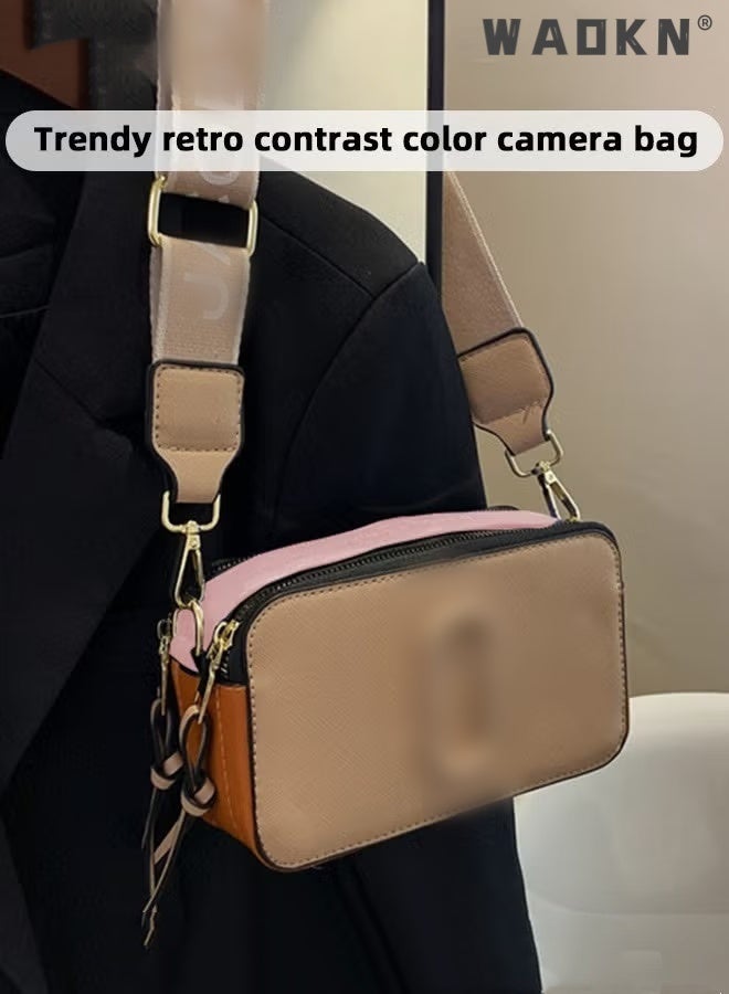 Women's Crossbody Bag, Small Shoulder Bag with Adjustable Wide Strap, Square Color Block Camera Purse Boxy Handbag, Simple Trendy Lightweight Mini Shoulder Handbag, Phone Purse Versatile for Commuting, Daily Travel, Party & Daily Casual Use - Image 4