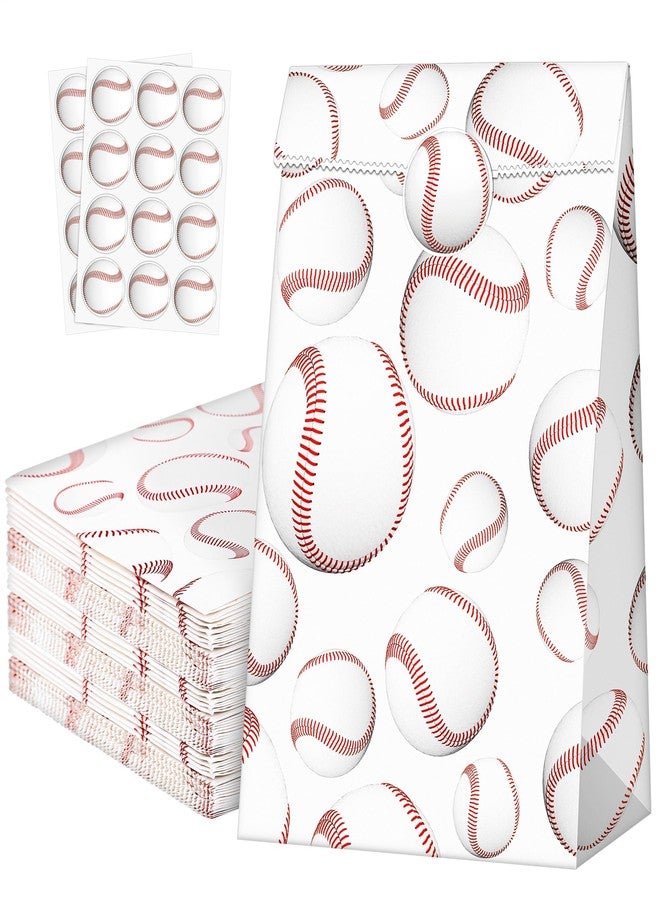MIMIND 24 Pieces Baseball Gift Bags Baseball Party Favor Paper Bags with Stickers Sport Goodie Bag Treat Candy Bag for Team Theme Party Decorations Birthday Supplies - Image 1