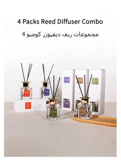 4 Packs Reed Diffuser Set - Shangri-La | Little Iris | RedCurrant | Sandalwood | 80 ml 2.7 oz | Aromatherapy Air Freshener Fragrance Home Fragrance, Oil Diffuser