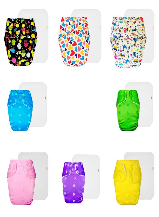 Dumbledo Premium Cloth Diaper with Cotton Insert (Pack of 8) | Hypoallergenic | 6-Layer Absorbent Pad | Quick Dry | Trusted by Moms | 3 Months - 3 Years | Unisex Baby - Image 1