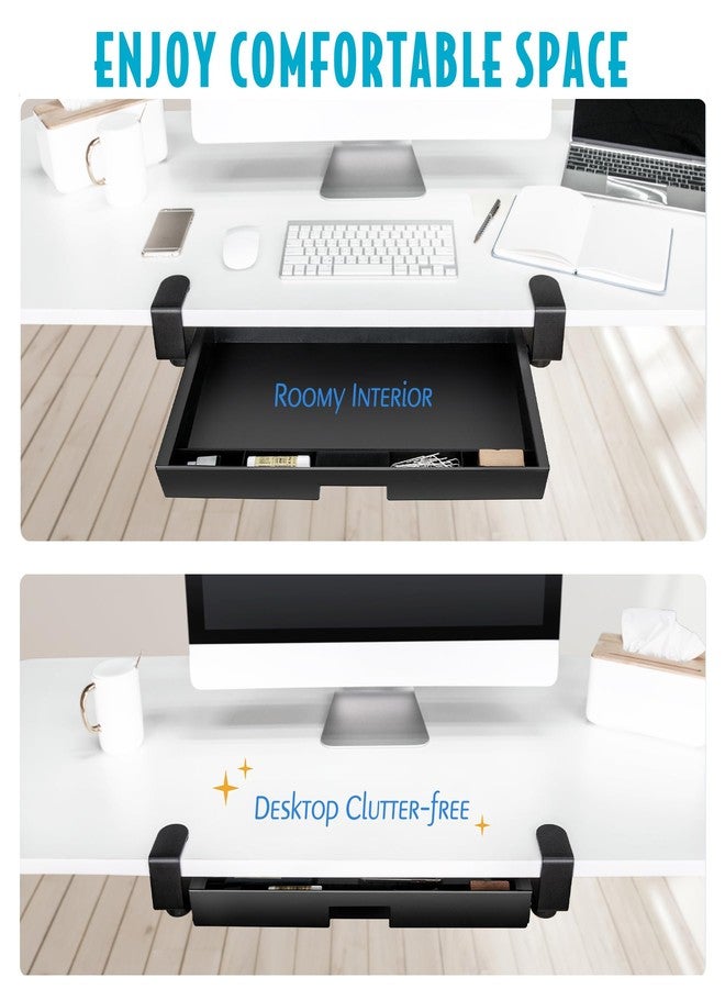 EHO Under Desk Slide-Out Storage Drawer, Large 20" x 11.8" Clamp-On Pull-Out Organizer with Adjustable Height, Space-Saving Tray for Office Supplies and Accessories, TAA-Compliant - Image 2