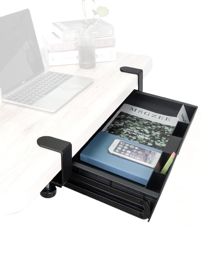 EHO Under Desk Slide-Out Storage Drawer, Large 20" x 11.8" Clamp-On Pull-Out Organizer with Adjustable Height, Space-Saving Tray for Office Supplies and Accessories, TAA-Compliant - Image 1