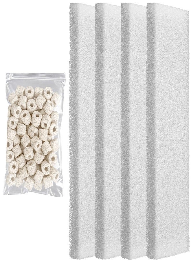 Threlaco مجموعة ثريلاكو المكونة من 5 قطع من وسادات الفلتر الإسفنجية ووسائط الترشيح، متوافقة مع U4، تتضمن 4 وسادات إسفنجية تحت الماء، و220 غرام من حلقات السيراميك، وهي مجموعة استبدال وصيانة وسائط الترشيح تحت الماء لأحواض السمك. - Image 1