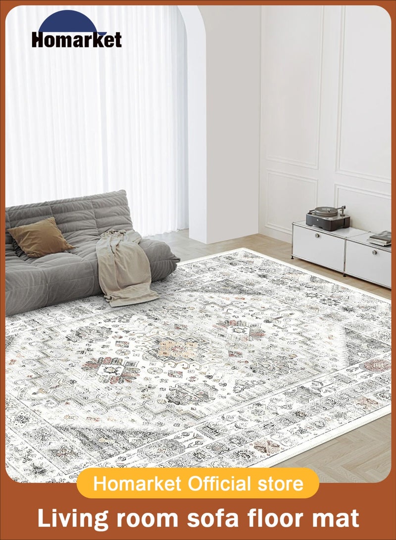 HomarKet Floral Area Rug Soft Large Rugs for Bedroom Aesthetic Dining Room Rug Vintage Printed Non Slip Low Pile Living Room Carpet for Family Room Foyer Den Office grey 160*230cm - Image 1